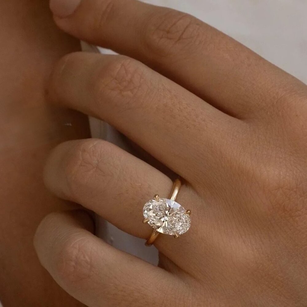 Sparkle 2 Carat Oval Cut Lab Diamond Engagement Ring - Picture 3 of 4